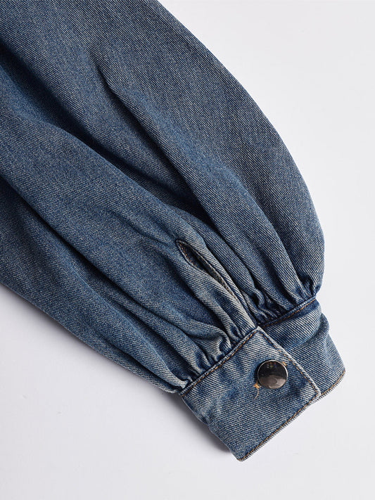 GY Denim Button-Down Maxi Dress Relaxed Fit Blue
