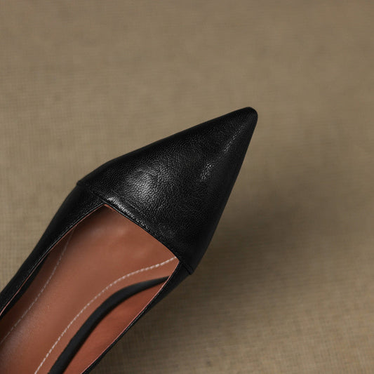 Amelier Women's Leather Pumps Pointed Toe Kitten Heel Maroon