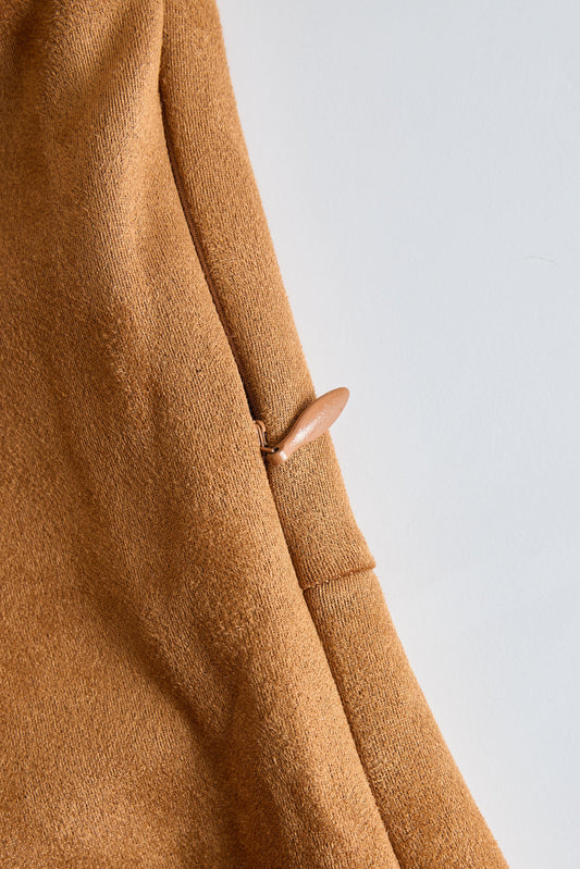 BXL Western Retro Faux Suede Plaid Maxi Dress Caramel