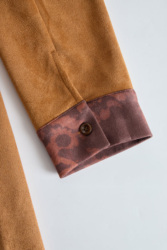 BXL Western Retro Faux Suede Plaid Maxi Dress Caramel