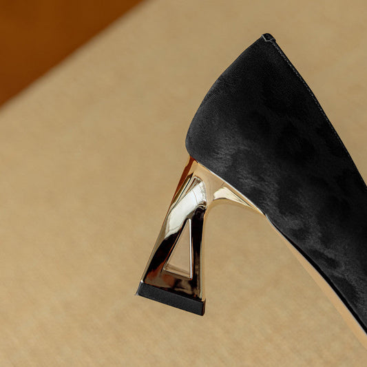 Amelier Women's Leather Pumps Sculpted Heel Brown