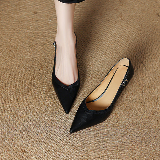 Amelier Women's Leather Stiletto Heels Pointed Toe Brown