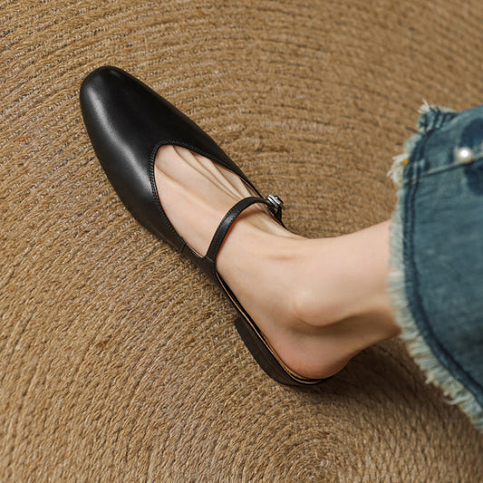 Amelier Women's Leather Mary Jane Mules Brown