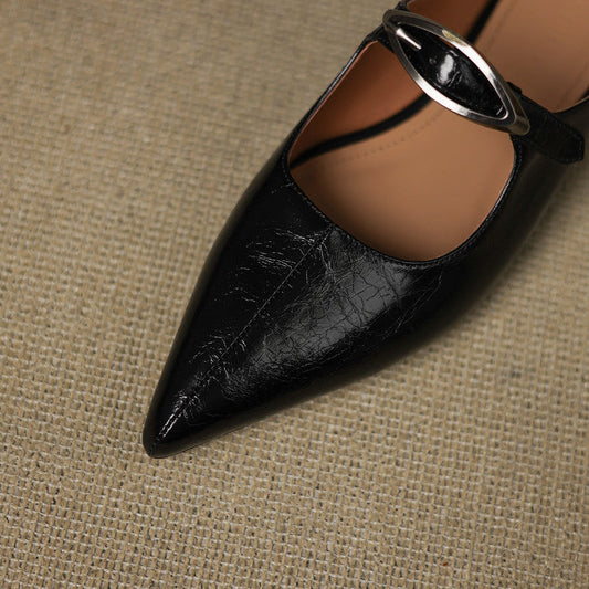 Amelier Women's Leather Mules Pointed Toe Slip-On