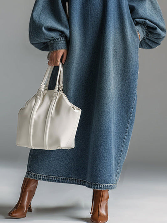 GY Denim Button-Down Maxi Dress Relaxed Fit Blue