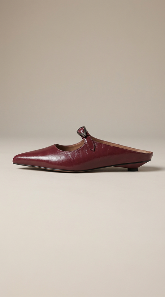 Amelier Women's Leather Mules Pointed Toe Slip-On