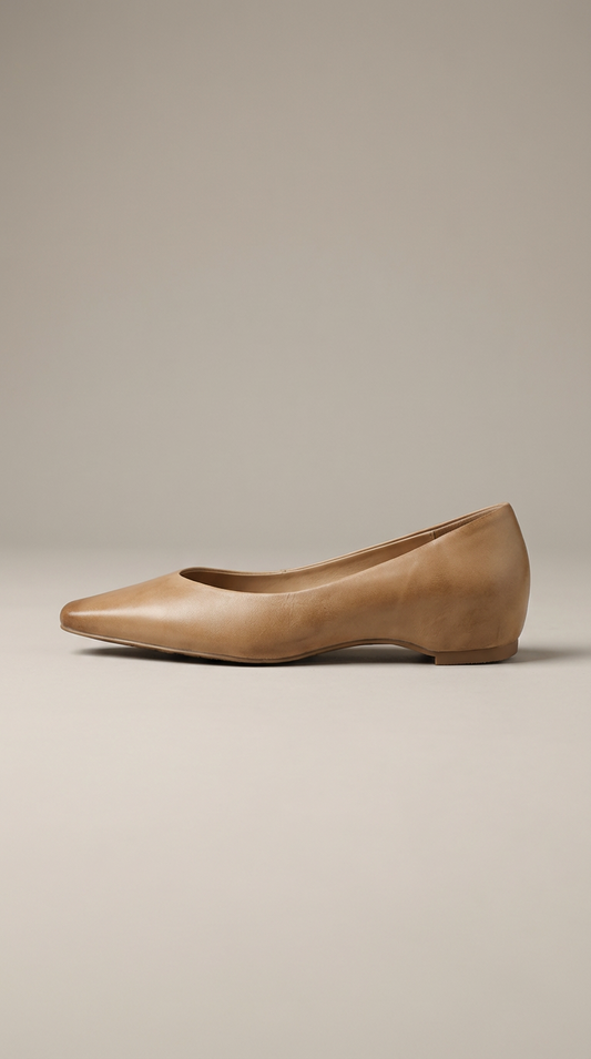 Amelier Women's Leather Flats Almond Toe Hidden Wedge